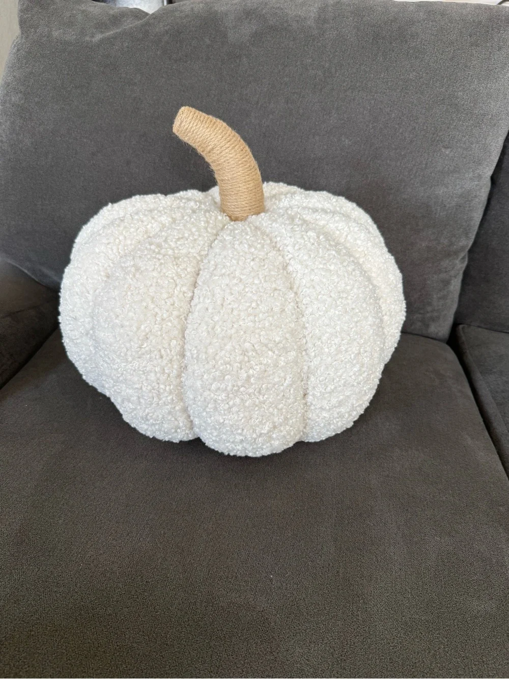Pottery Barn Jack-o’-Lantern Shaped Pillow White